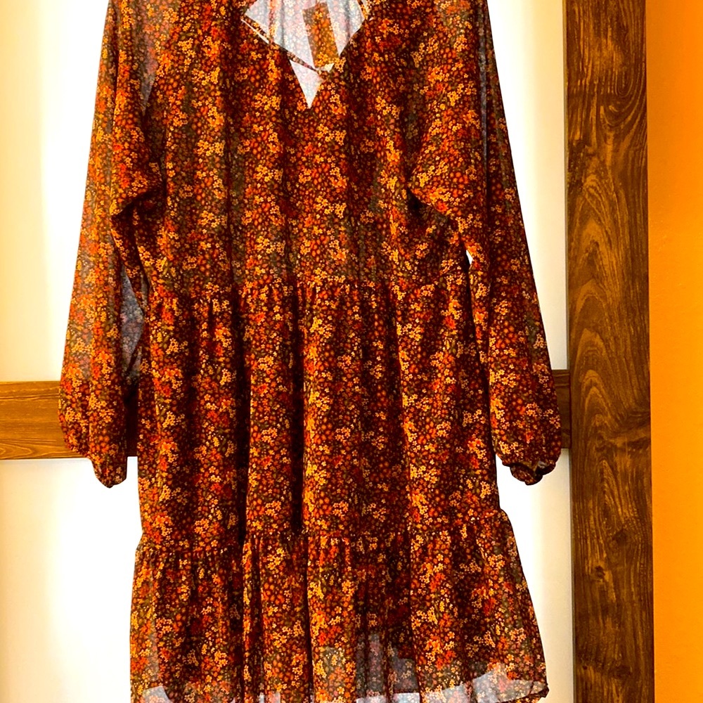 American Eagle Floral Long Sleeve BOHO Dress NWT - Picture 3 of 6